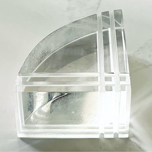 Vintage MCM lucite Acrylic book end clear wharf shape - Picture 14 of 14